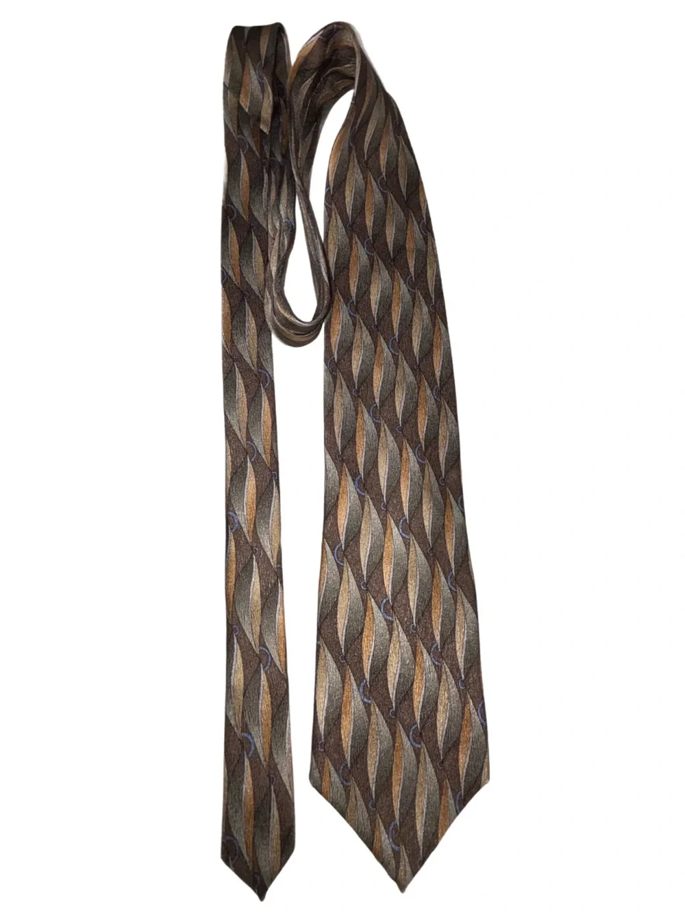 CHRISTOPHER REEVE COLLECTION brown, bronze, blue - Karen Colvin Design Silk Tie
